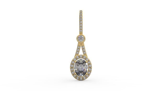 pendentif 316 argent imprimable diamant femme mode mariage saphir Collier l'amour ovale rond bijoux pendentifs 3D print model - Mito3D