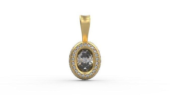 pingente 322 prata imprimível diamante mulher moda Casamento Saphire colar amar aréola oval tubo joalheria pingentes 3d print model - Mito3D