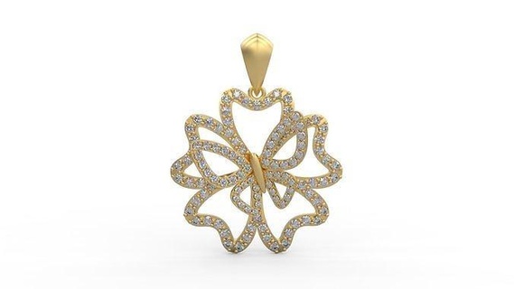 pendant 323 pendant silver printable diamond woman fashion wedding saphire necklace love nature butterfly clover flower floral jewelry pendants  3d print model - Mito3D