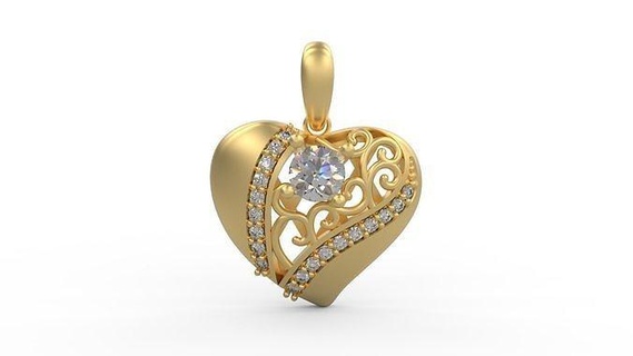 pendentif 324 argent imprimable diamant femme mode mariage saphir Collier l'amour cœur bijoux pendentifs 3d print model - Mito3D
