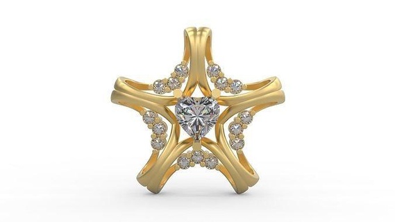 pendentif 325 argent imprimable diamant femme mode mariage saphir Collier l'amour étoile cœur bijoux pendentifs 3d print model - Mito3D