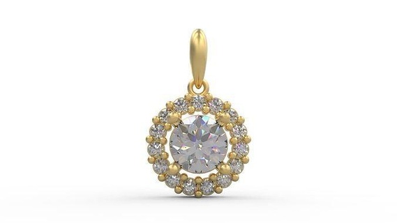 pendentif 328 argent imprimable diamant femme mode mariage saphir Collier l'amour ancien Halo bijoux pendentifs 3d print model - Mito3D