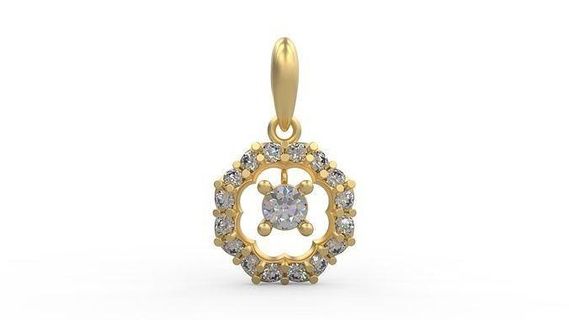 pendentif 329 argent imprimable diamant femme mode mariage saphir Collier l'amour octogone Halo bijoux pendentifs 3d print model - Mito3D