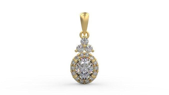 pendentif 334 argent imprimable diamant femme mode mariage saphir Collier l'amour ovale bijoux pendentifs 3d print model - Mito3D