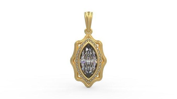 pendant 335 silver printable diamond woman fashion wedding saphire necklace love marquise vintage gold jewelry pendants 3d print model - Mito3D