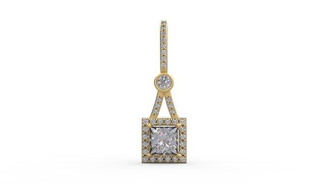 pendant 336 silver printable diamond woman fashion wedding saphire necklace love princess square halo jewelry pendants 3D print model - Mito3D