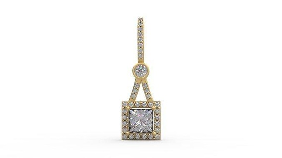 pingente 336 prata imprimível diamante mulher moda Casamento Saphire colar amar Princesa quadrado aréola joalheria pingentes 3d print model - Mito3D