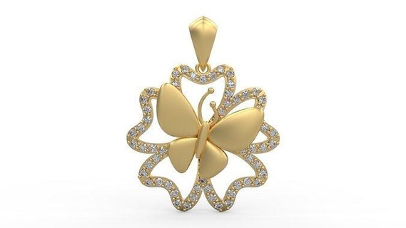 pendant 340 silver printable diamond woman fashion wedding saphire necklace love halo flower clover floral butterfly animal jewelry pendants 3d print model - Mito3D