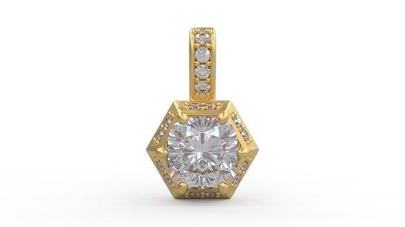 pendentif 346 argent imprimable diamant femme mode mariage saphir Collier l'amour coussin Halo octogone bijoux pendentifs 3d print model - Mito3D