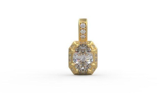 pendentif 349 argent imprimable diamant femme mode mariage saphir Collier l'amour ovale Halo bijoux pendentifs 3d print model - Mito3D