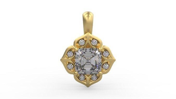 pendant 353 silver printable diamond woman fashion wedding saphire necklace love emerald flower halo floral jewelry pendants 3d print model - Mito3D