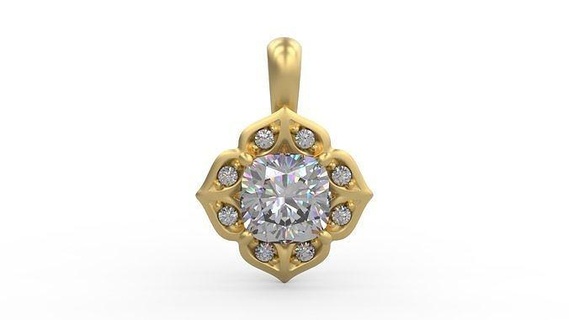 pendant 354 silver printable diamond woman fashion wedding saphire necklace love cushion floral flower jewelry pendants 3d print model - Mito3D