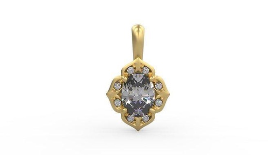 pendant 356 silver printable diamond woman fashion wedding saphire necklace love oval vintage flower floral jewelry pendants 3d print model - Mito3D