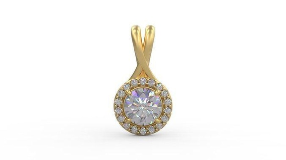 pendentif 358 argent imprimable diamant femme mode mariage saphir Collier l'amour Halo bijoux pendentifs 3d print model - Mito3D