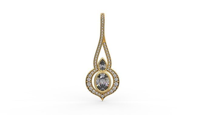 pendant 360 silver printable diamond woman fashion wedding saphire necklace love halo oval pear jewelry pendants 3D print model - Mito3D