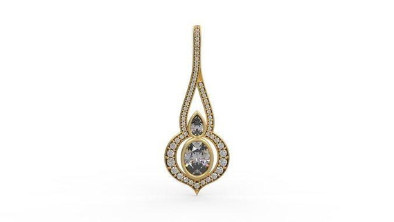 pendant 360 pendant silver printable diamond woman fashion wedding saphire necklace love halo oval pear jewelry pendants  3d print model - Mito3D