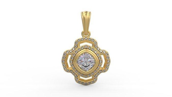 pendentif 361 argent imprimable diamant femme mode mariage saphir Collier l'amour Halo coussin bijoux pendentifs 3d print model - Mito3D