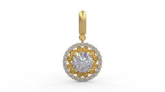 pendentif 362 argent imprimable diamant femme mode mariage saphir Collier l'amour Halo ancien bijoux pendentifs 3d print model - Mito3D