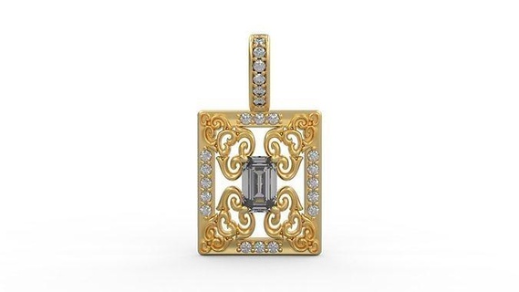 pendant 363 silver printable diamond woman fashion wedding saphire necklace love emerald halo frame ornament deco jewelry pendants 3d print model - Mito3D