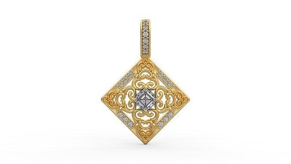 pendentif 364 argent imprimable diamant femme mode mariage saphir Collier l'amour carré ornement émeraude bijoux pendentifs 3d print model - Mito3D