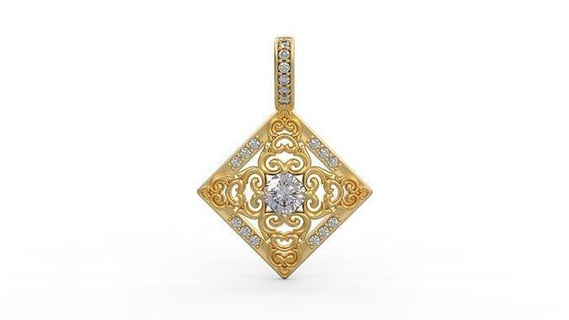 pendentif 365 argent imprimable diamant femme mode mariage saphir Collier l'amour coussin Halo bijoux pendentifs 3d print model - Mito3D