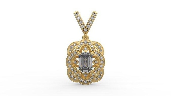 pendant 369 silver printable diamond woman fashion wedding saphire necklace love halo vintage emerald deco jewelry pendants 3d print model - Mito3D
