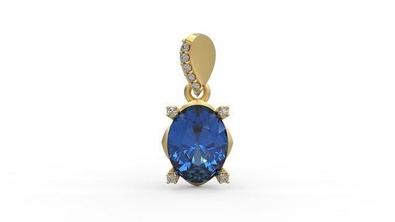 pendentif 372 argent imprimable diamant femme mode mariage saphir Collier l'amour ovale bijoux pendentifs 3d print model - Mito3D
