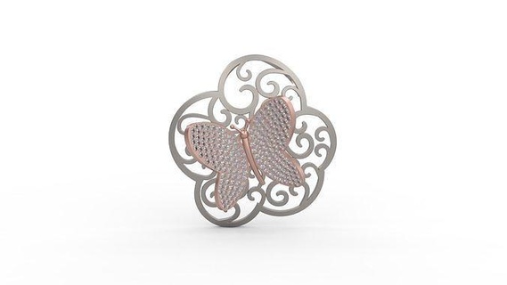 pendant 387 pendant silver printable diamond woman fashion wedding saphire necklace love flower pave butterfly floral nature jewelry pendants  3d print model - Mito3D