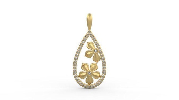 pendant 388 silver printable diamond woman fashion wedding saphire necklace love halo flower floral jewelry pendants 3d print model - Mito3D
