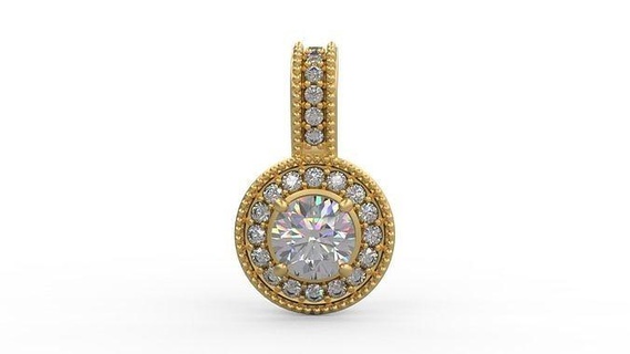 pendant 390 silver printable diamond woman fashion wedding saphire necklace love halo beads vintage tube bezel jewelry pendants 3d print model - Mito3D