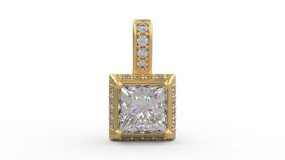pendant 391 pendant silver printable diamond woman fashion wedding saphire necklace love princess square halo luxury jewelry pendants  3d print model - Mito3D