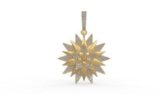 pendentif 456 argent imprimable diamant femme mode mariage saphir rubis Collier étoile Soleil bijoux anneaux 3d print model - Mito3D