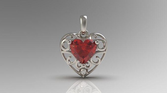 pendant 53 gold jewel jewellry jewelry silver printable diamond woman fashion wedding solitaire saphire ruby necklace pendants love heart 3d print model - Mito3D