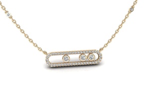 pendant 7 three diamonds gold minimalism minimalizm jewellery jewelry fashion luxury necklaces chain pendants messika diamond necklace accessory mesika uno 3d print model - Mito3D