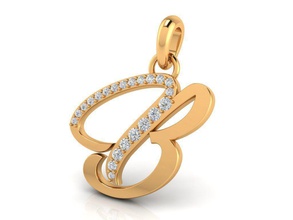 Anhänger alphabet Buchstaben b diamond Schmuck engagement Hochzeit Steine gem brillant Platin gold Silber cad weiß Runde Juwel ring Luxus Mode pendent - 3d print model - Mito3D