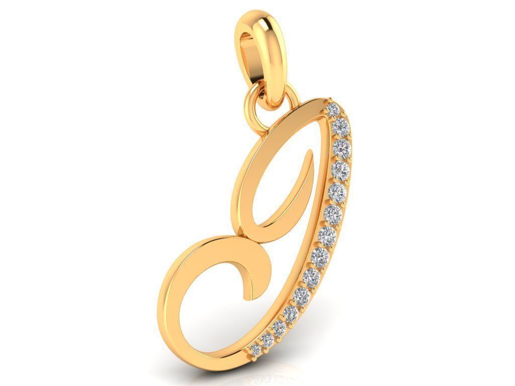 pendant alphabet letter i diamond jewelry engagement wedding stones gem brillant platinum gold silver cad white jewellery jewel ring luxury fashion pendent pendants 3D print model - Mito3D