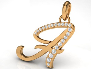 ciondolo alfabeto lettera di diamante gioielli fidanzamento matrimonio le pietre gemma brillant disco platino oro argento cad bianco giro gioiello anello lusso moda pendent ciondoli 3d print model - Mito3D