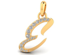 pendant alphabet letter e diamond jewelry engagement wedding stones gem brillant platinum gold silver cad white jewellery jewel ring luxury fashion pendent pendants 3d print model - Mito3D