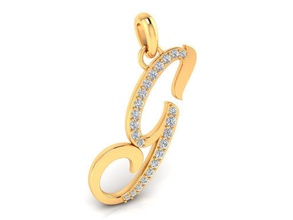 colgante letra del alfabeto g de diamante la joyería compromiso boda piedras gem brillante el platino oro plata cad blanco ronda joya anillo lujo moda pendiente colgantes 3d print model - Mito3D