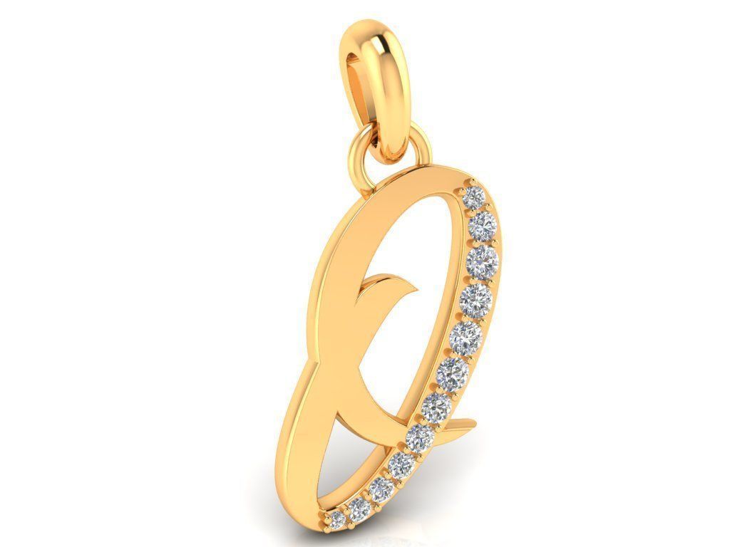 pendant alphabet letter o diamond jewelry jewellery stones gem platinum gold silver cad white round engagement wedding jewel luxury fashion pendent pendants brilliant 3D print model - Mito3D