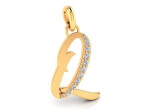 Anhänger alphabet Buchstaben q-diamond Schmuck diamond Steine gem genial Platin gold Silber cad weiß Runde engagement Hochzeit Juwel Luxus Mode pendent - 3d print model - Mito3D