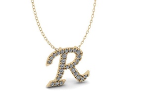 pendant alphabet letter r jewelry gold shine silver ring diamond printable jewel jewellery engagement gem platinum sterling bulb illuminator brilliant mineral glow sapphire necklaces 3d print model - Mito3D