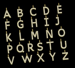 colgante alfabeto z la joyería de oro lujo gem imprimible plata brillante el carta colgantes 3d print model - Mito3D