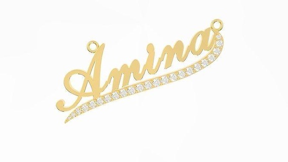 pendant amina ring gold art design printable 3d love sculpture jewelry diamond fashion pendants 3d print model - Mito3D