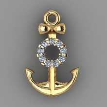 pendant anchor gold jewelry platinum luxury precious gem silver brilliant fashion beauty printable sterling pendants 3d print model - Mito3D