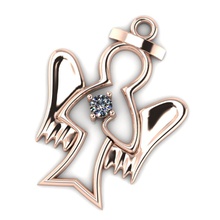 pendant angel brilliant heart gold luxury small weight gems jewelry rhinoceros neck printing pendants 3d print model - Mito3D