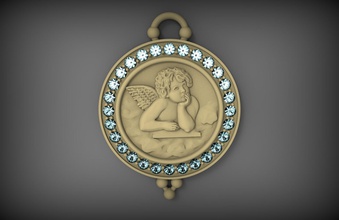 pendentif ange pierres stl or argent enfant cupidon l'amour bijoux gemmes diamant pendentifs 3d print model - Mito3D