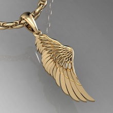 pendant angel wing beautyful jewelry printable cad female women exclusive 3dm stl obj fashion gold cnc necklaces rhinoceros jewellery pendants 3d print model - Mito3D