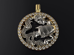 pendant aquarius jewelry gold symbol printable platinum silver gem brilliant ring fashion beauty sapphire ruby treasure diamant brillant necklaces pendants 3d print model - Mito3D