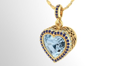 pendant baroque heart jewelry gold platinum luxury precious gem printable brilliant fashion pendants symbols vintag beauty sapphire wedding diamond engagement necklace 3d print model - Mito3D